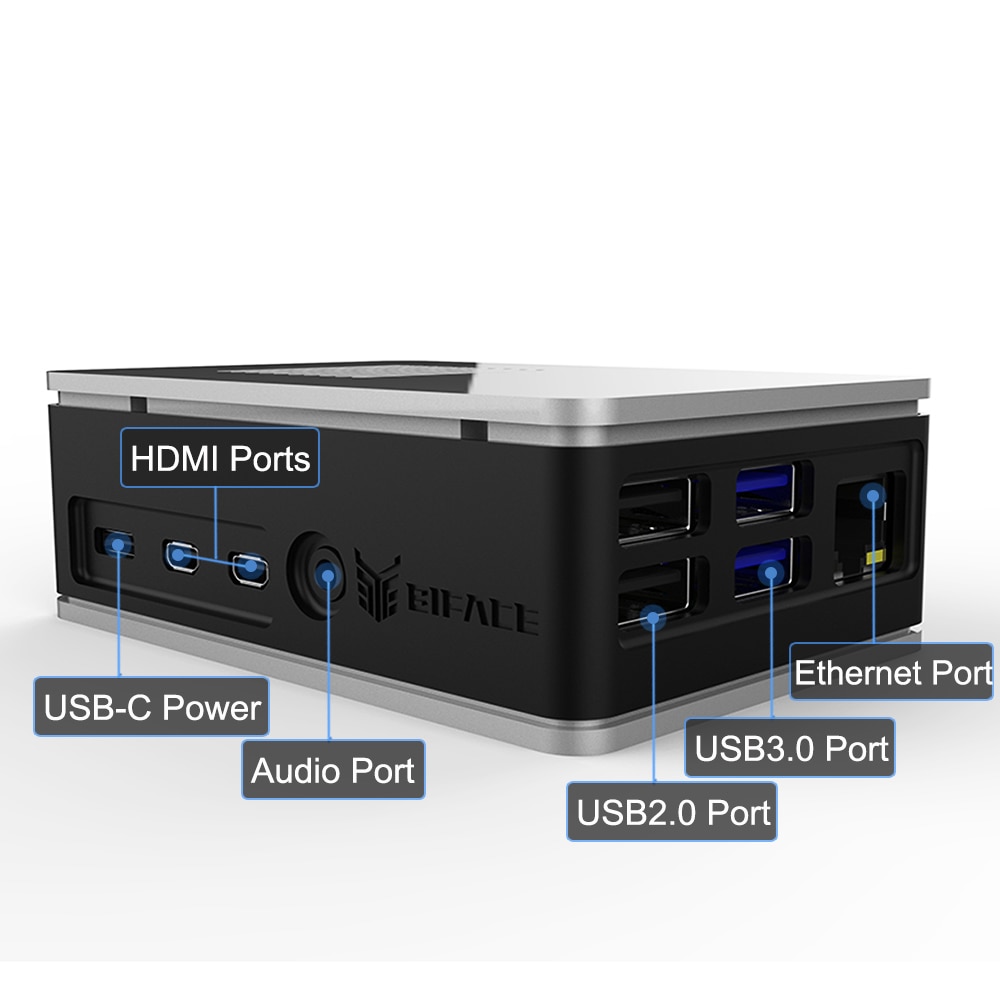 Raspberry Pi 4 Case BIFACE Aluminium Case with Cooling Fan Heatsink Simple Replaceable Removable Top Cover for Pi 4 Model B/ 4B