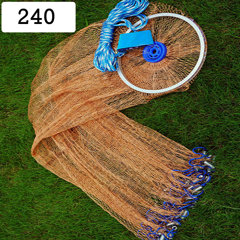 Lawaia Alloy Aluminum Ring Fishing Net Multi Size Fishing Casting Net Tackle Braided Line Throwing Fishnets with Steel Pendant: 240