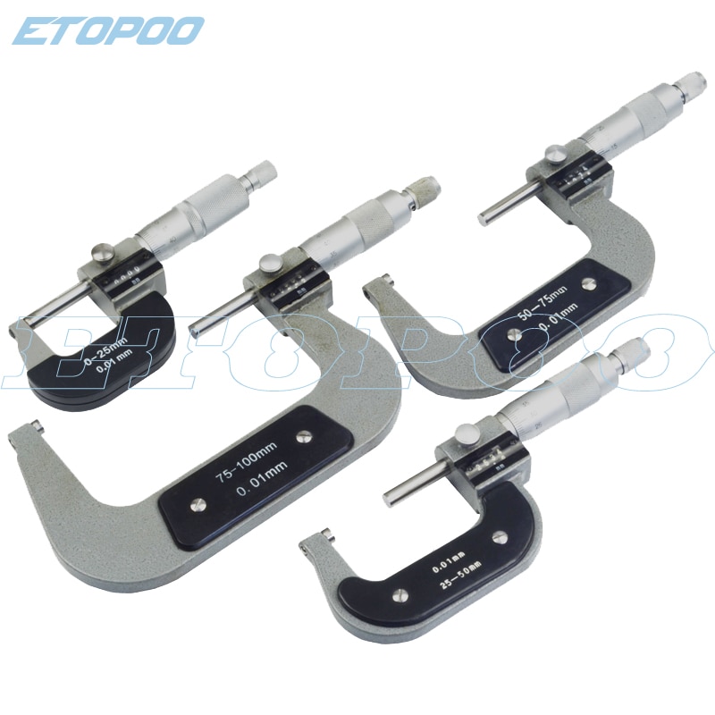 0-1 " /0.001 " 0-25/25-50/50-75/75-100 0.01mm tums metrisk mikrometer med motkalibrering mikrometer tjockleksmätare