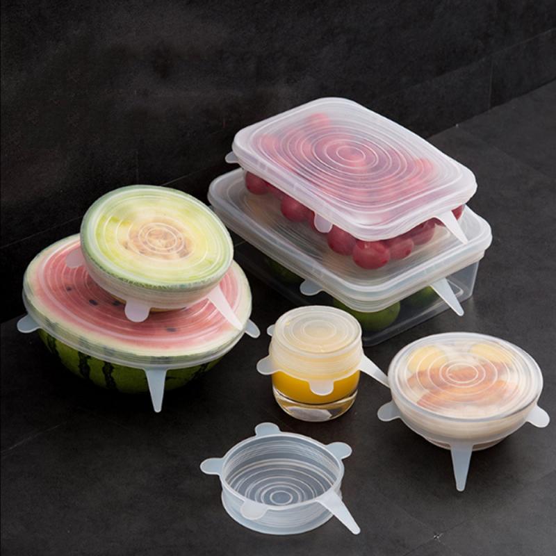6/1 pcs Home Silicone Stretch Lids Universal Silicone Food Wrap Bowl Pot Lid Silicone Cover Pan Cooking Kitchen Accessories