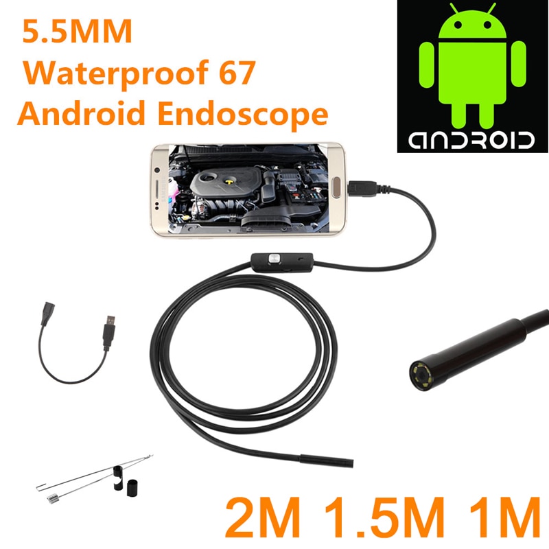 Endoscoop Camera 5.5 Mm 2in1 Micro Usb Camera Mini Camcorders Waterdicht 6 Led Borescope Inspectie Camera Voor Android