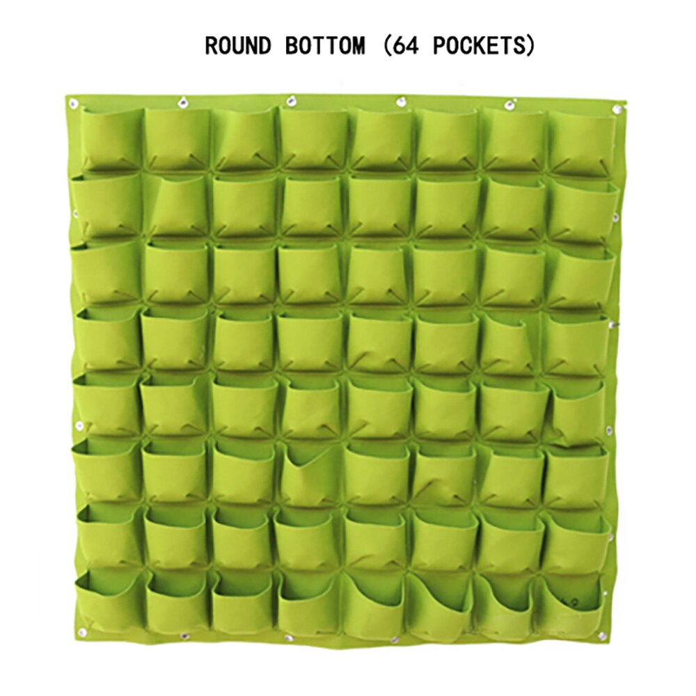 Wall Mount Hanging Planting Bags Home Supplies Multi Pockets DIY Grow Bag Planter Vertical Growing Vegetable Living Garden Bag: 64 pockets     (L)
