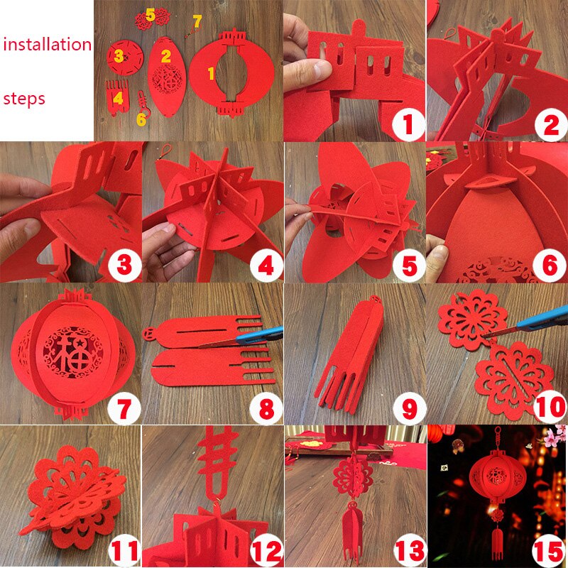 Non-woven rode paleislantaarn chinese jaardecoratie feestproducten non-woven rode lantaarn chinees jaar