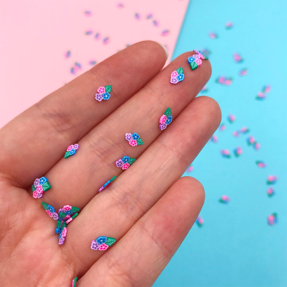 100g Clay Flowers with Leaves Slice Polymer Clay Sprinkles for Crafts Making Nail Art Decor Scrapbooking DIY Accessories 5mm