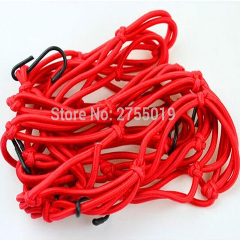 40X40 cm Motorfiets Verstelbare 6 Haken Bagage Cargo Helm Mesh Elastische Netwerk Motorfiets Bagagenet: Rood