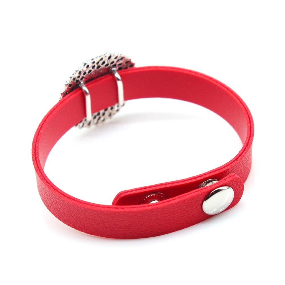 Button Adjust Leather Bracelet Crystal Fine For Women Jewelry