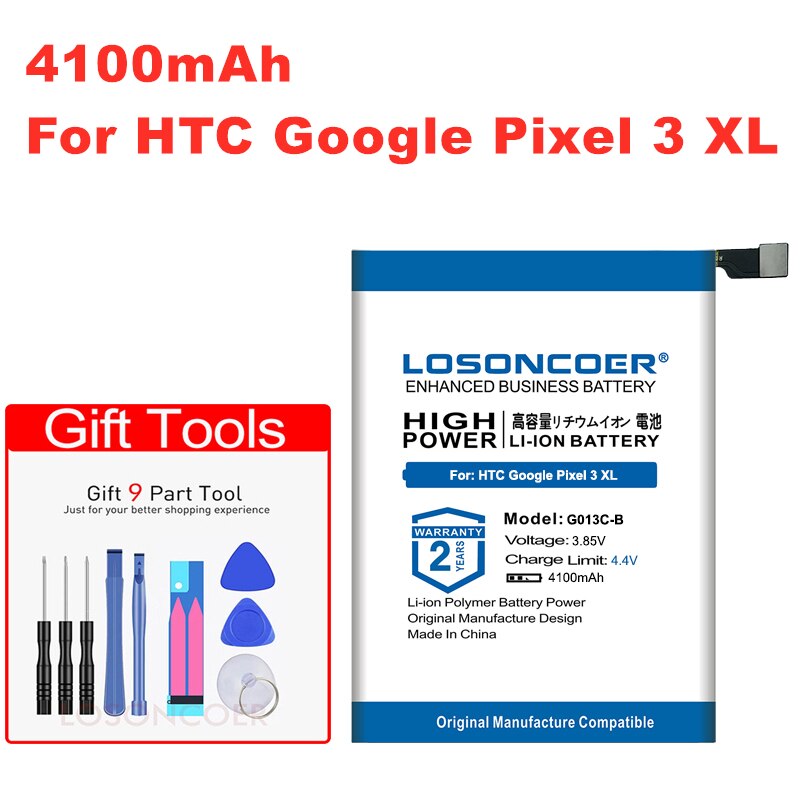 Losoncoer G013C-B Go13C-B C1 G013CB Telefoon Vervangende Batterij Voor Htc Google Pixel 3 Xl 3XL Pixel Xl 3 Batterijen 4100 mah