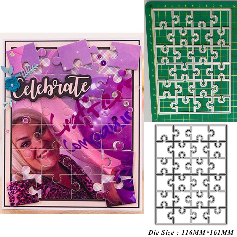 Abstract Jigsaw Rectangle Puzzle Metal Cutting Dies Cut Die for DIY Scrapbooking Paper Crafts Handmade Album Cards Template 2022: 3