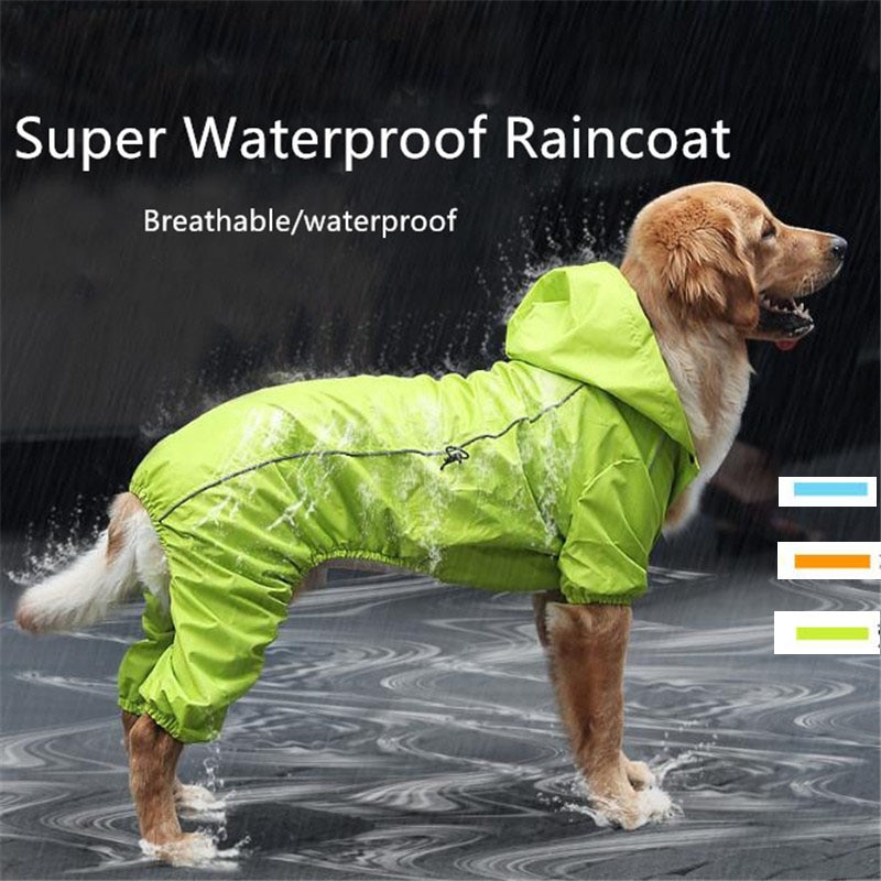 Pet Big Dog Raincoat Clothes For Labrador Golden Retriever Large Dog Waterproof Jumpsuit Rain Coat Jacket Pet Clothing Raincoats