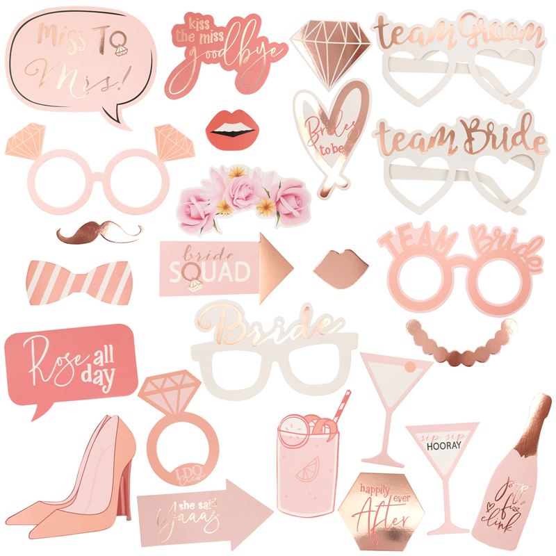 1 sac équipe mariée pour être papier Photo stand accessoires masque Photobooth Bachelorette poule fête nuptiale douche mariage décoration fournitures