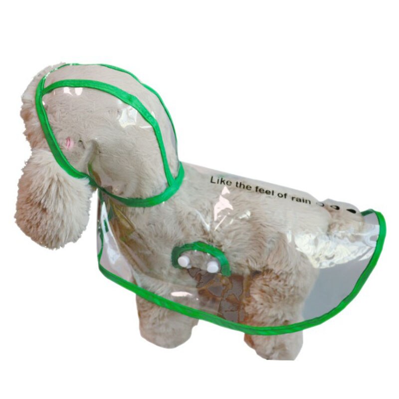 Waterproof and fashionable PU transparent raincoat for pets small and medium-sized dog two-legged dog cat raincoat: green / S