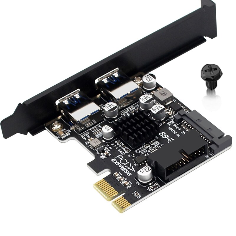 Pcie To Usb3.0 Expansion Card 2-port USB 3.0 19pin 5Gbps High-speed for Desktop