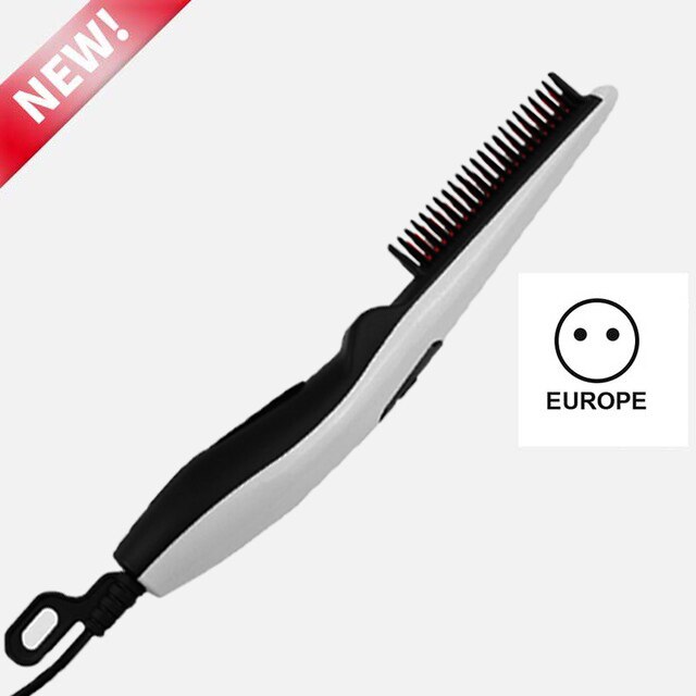 Electric Beard Straightener Comb 30s Quick Heated Brush Styler Travel Hair Styler Fast Warm-up Hair Straightener TW#3: EU Plug