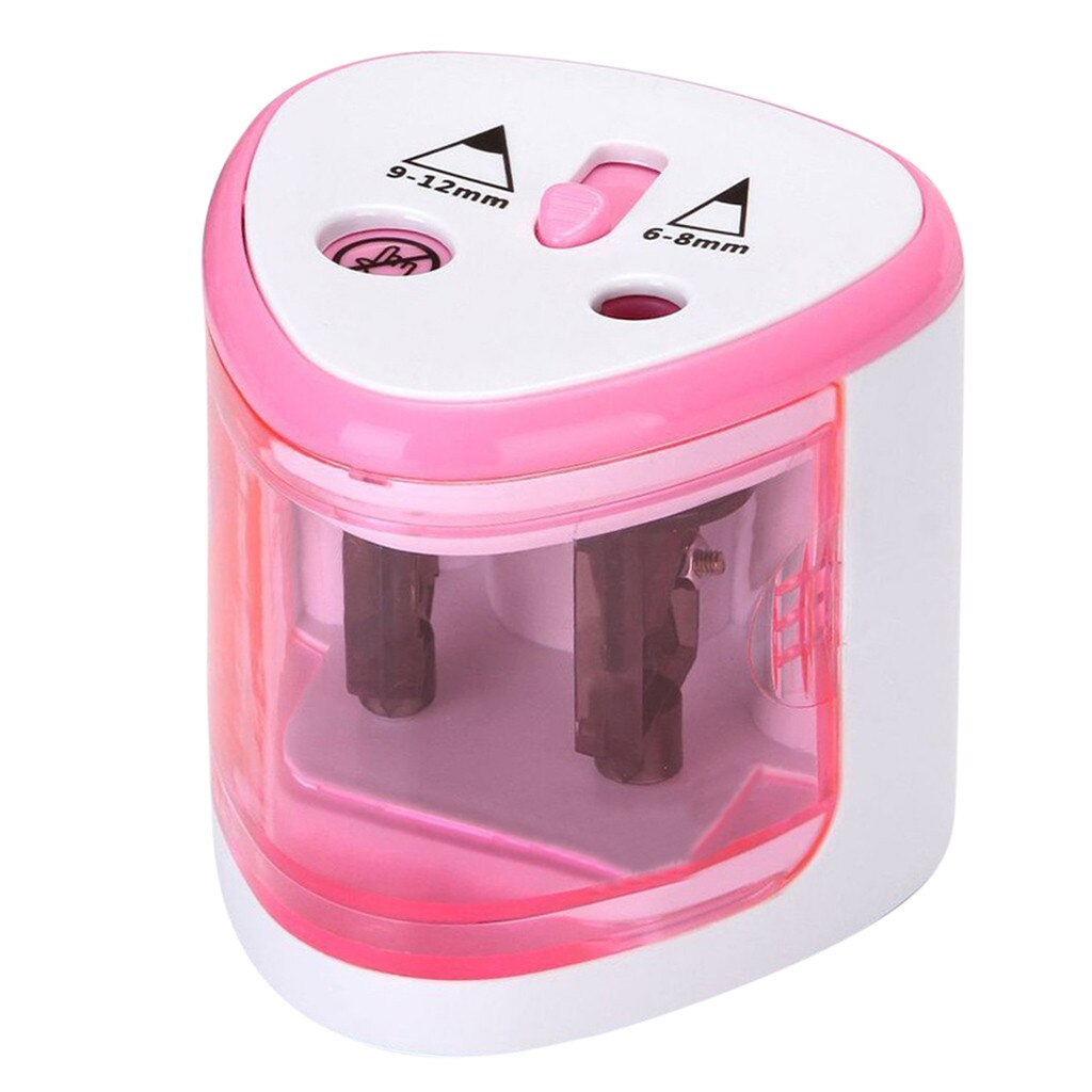 #H30 Automatic pencil sharpener Two-hole Electric Touch Switch Pencil Sharpener stationery Home Office School Supplies: pink 