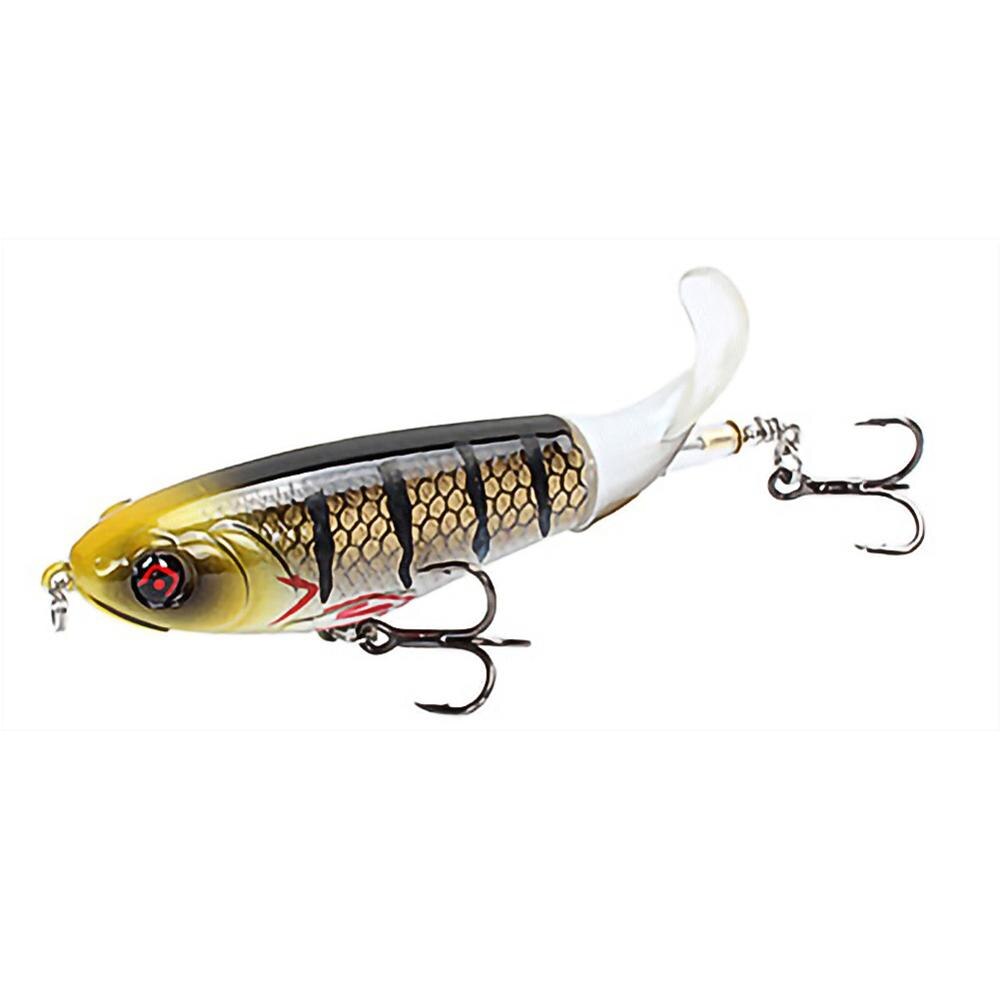 Whopper Popper Topwater Fishing Lure Artificial Hard Bait 3D Eyes Plopper With Soft Rotating Tail Fishing Tackle