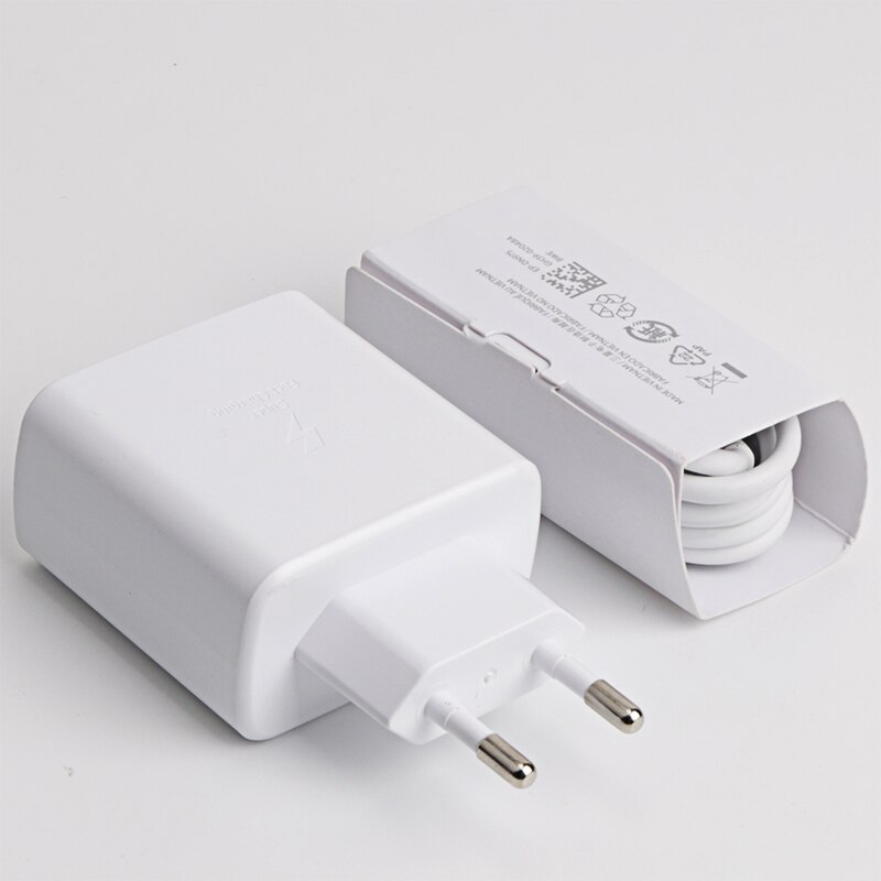 Samsung originale 45W EU US UK USB-C caricabatterie super adattivo per ricarica rapida 100CM PD cavo per Galaxy S21 S20 nota 20 Ultra nota 10: White EU Add Cable