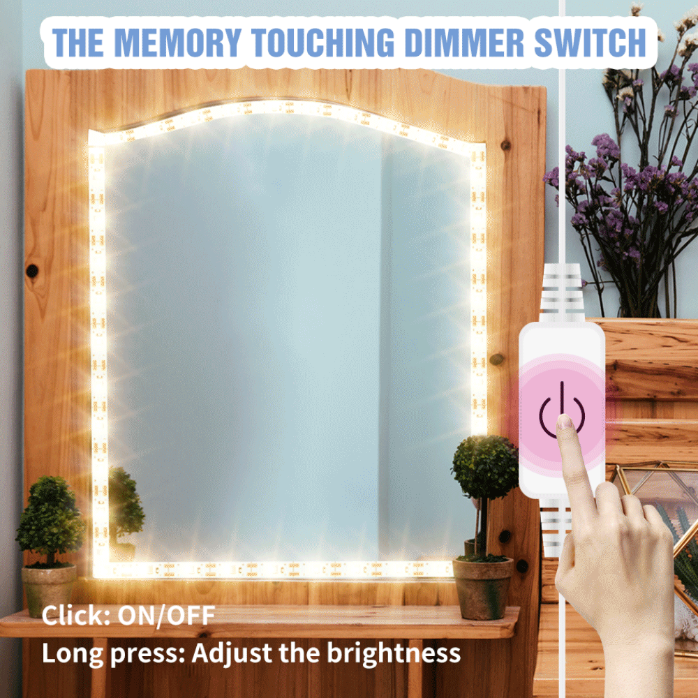 CanLing Vanity Mirror Light USB 5V Touch Switch Dimmable Makeup Mirror Wall Lamp Decor Bathroom Dressing Table Beauty Light Bulb
