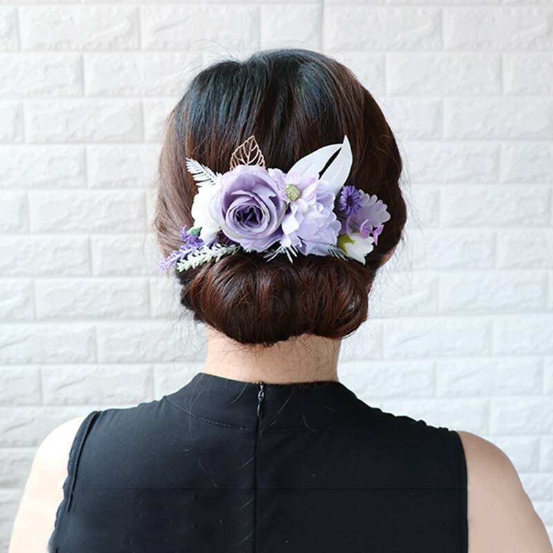 Acessórios para o cabelo de noiva placa plugue do cabelo pente artesanal simulação de pano flor bud pente de cabelo praia palha chapéu decoração