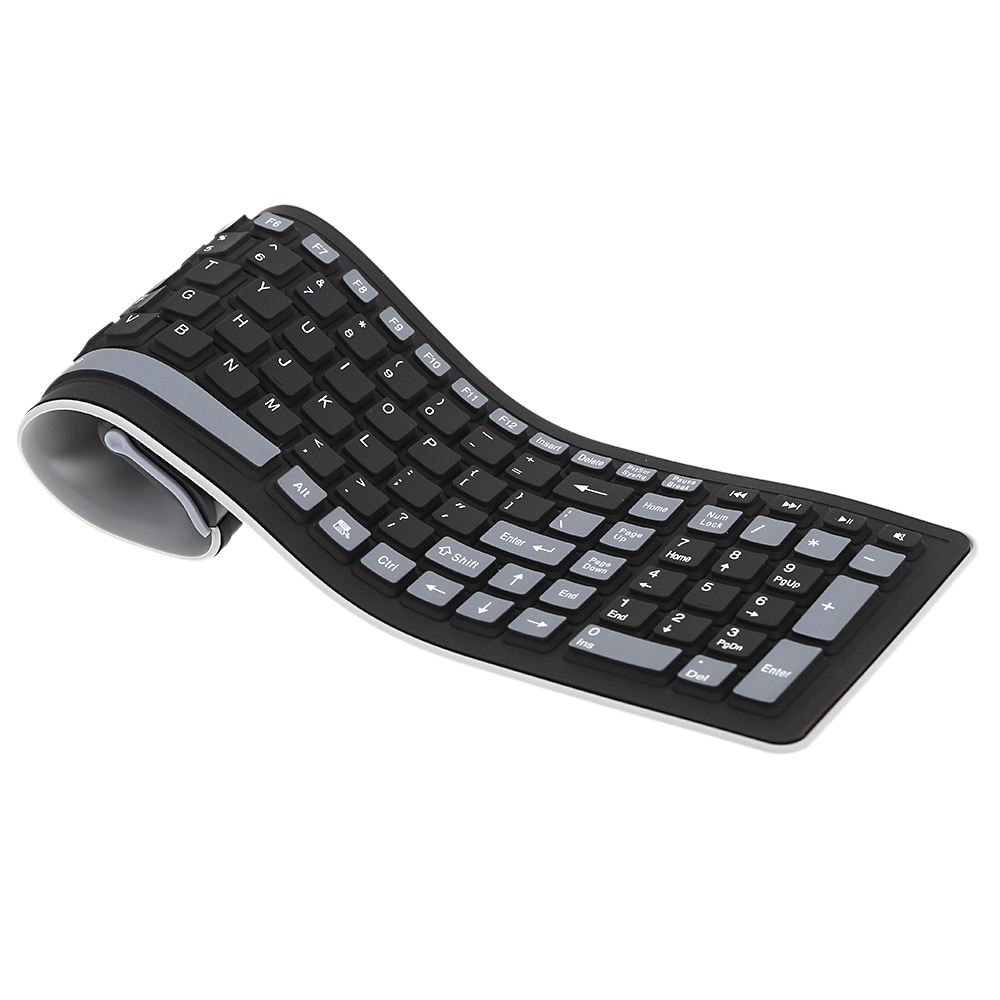 2.4 Portable Wireless Keyboard Flexible Roll Up Water Resistant Washable Soft Silicone Keyboards with USB Receiver for Computer