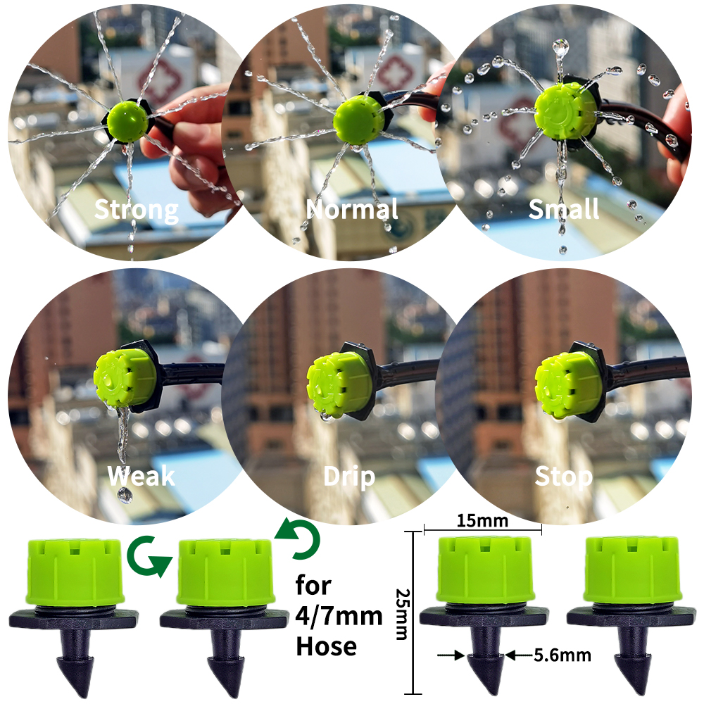 oasi 30-800X giardino 4/7MM micro ugello regolabile sistema di irrigazione a goccia 1/4 ''irrigatore anti-intasamento emettitore gocciolatore