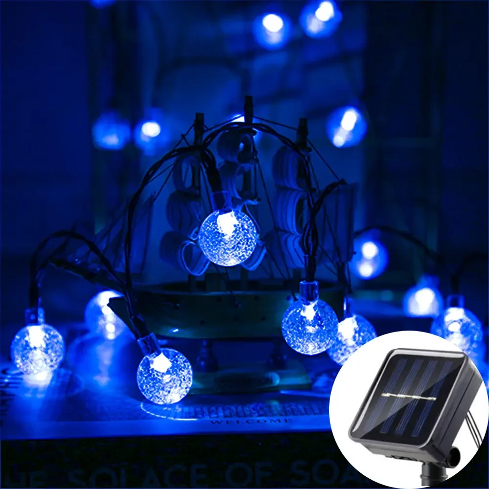 Weihnachts-Solar--Lichterkette für Höhle Außenbereich, Kristallkugel-Lichter mit 8 Modi, Terrassenlicht für Garten, Ramadan, Hochzeit, Party-Dekoration: sonnig Gelb / 6-10W