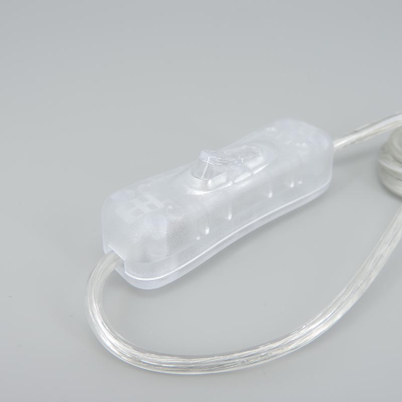 Cable USB de CC de 5-12V, fuente de alimentación transparente de 2M, 22AWG, Conector de botón de interruptor macho y hembra, Cable de extensión