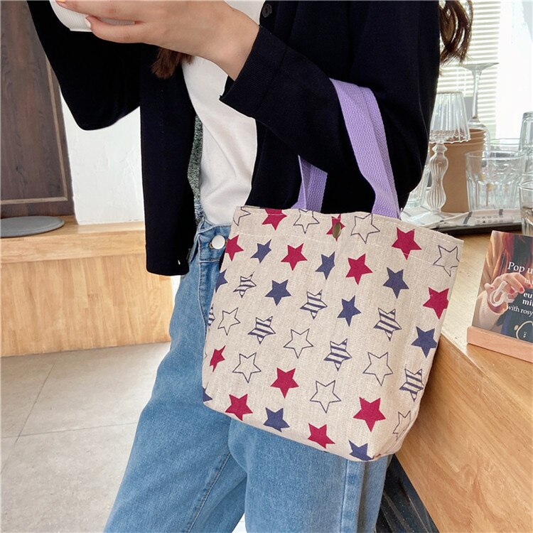 Small fresh and reusable portable lunch bag lunch bag female mini hand carrying small cloth bag casual all-match lunch bag: 14