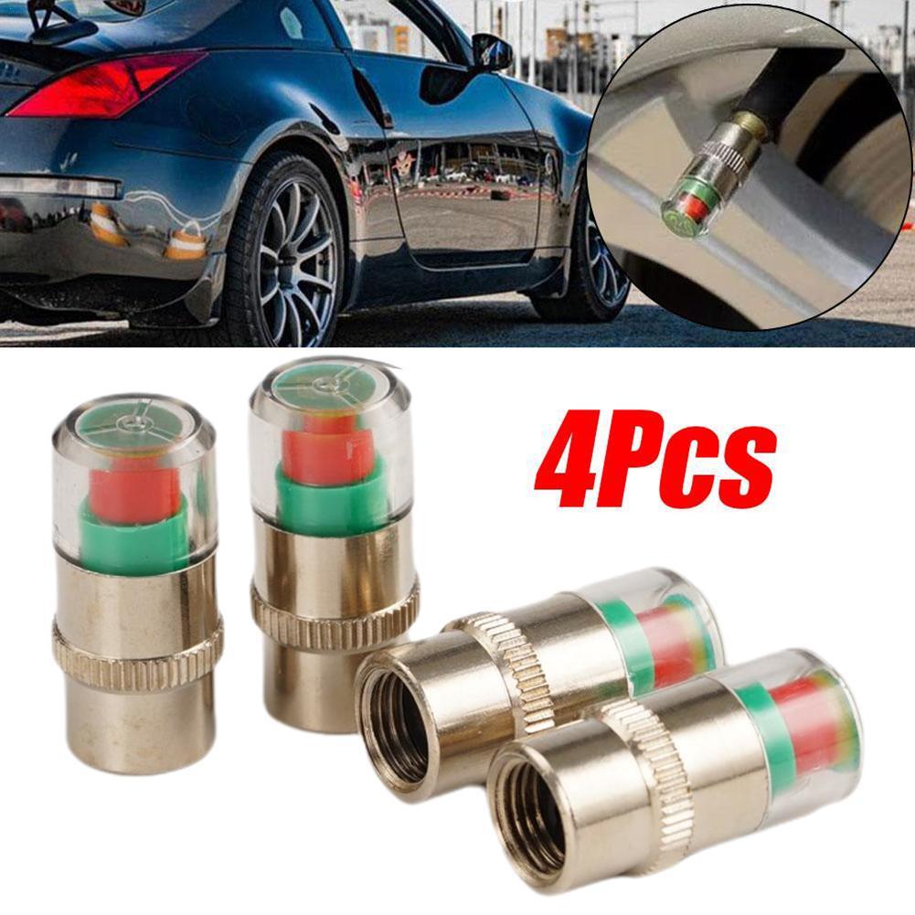 4-delige autobandenspanningsindicator Bandenspanningsmeter Indicator Alert Monitoring Ventieldop Sensor Externe klepdetectie