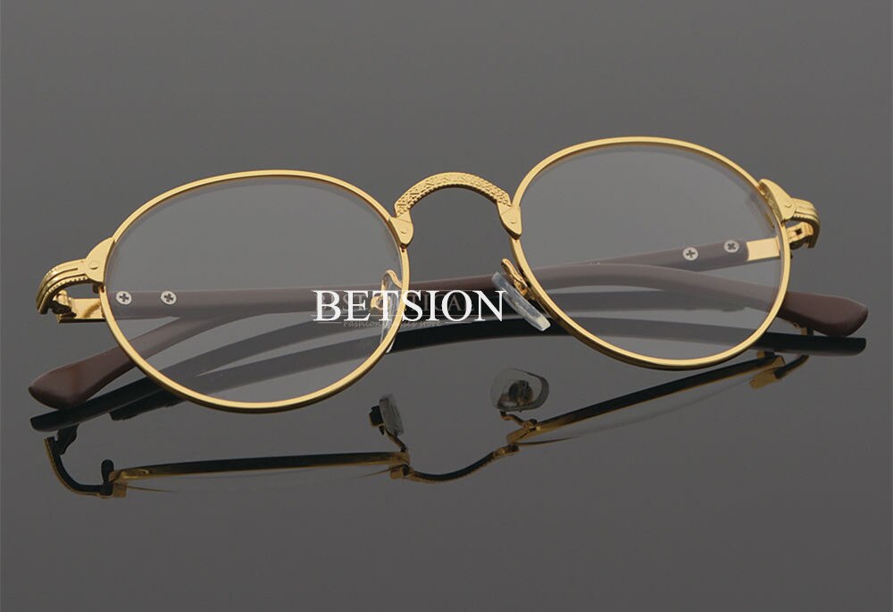 Betsion vintage ovalt guld brillestel mand kvinder almindelige briller klare briller