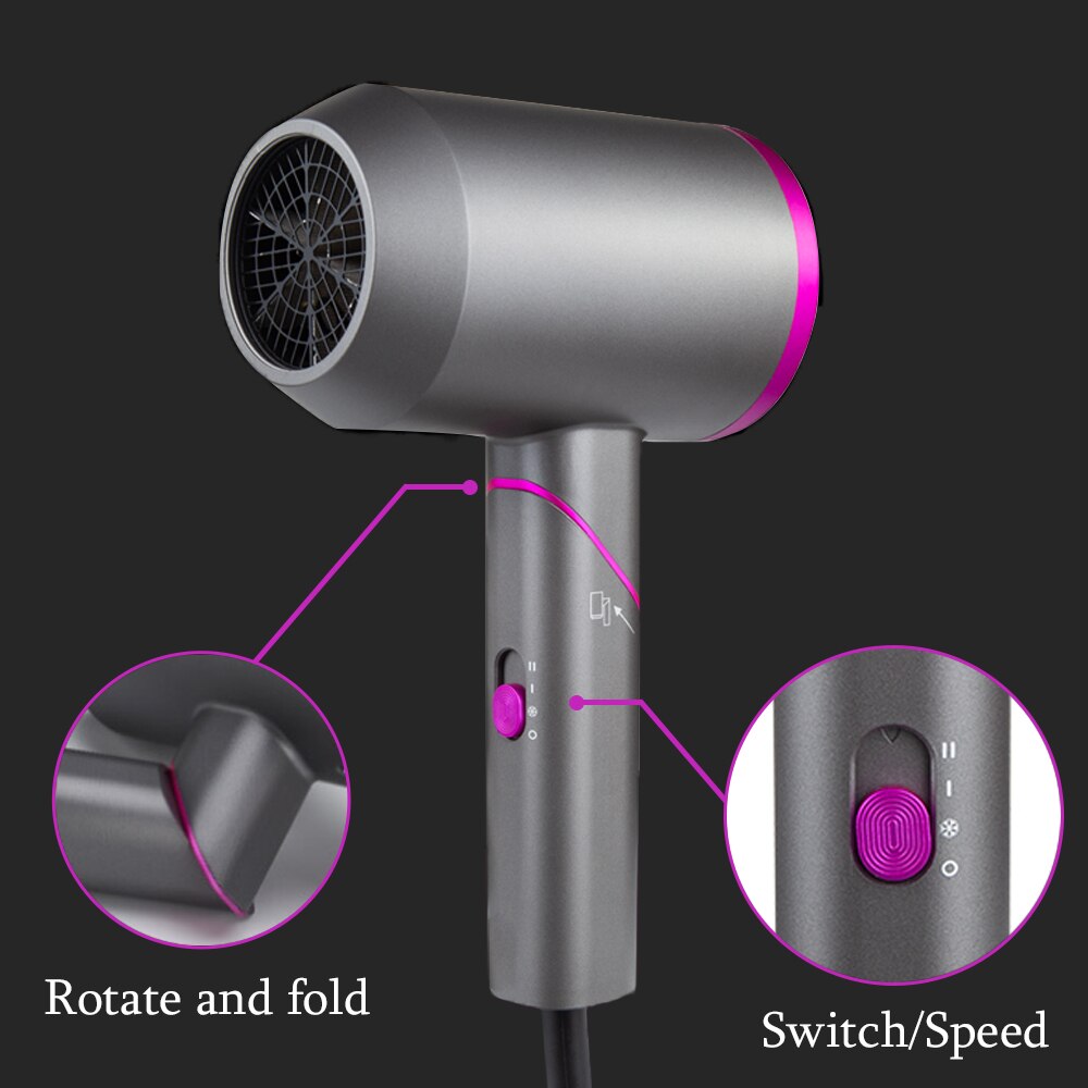 Professionele Föhn Koude Wind Air Brush Hamer Haardroger Opvouwbare 2000W Sterke Macht Föhn Styler Salon Stijl tool