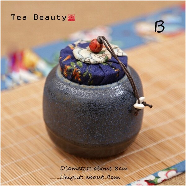 WIZAMONY Top Grade Wooden Plug Chinese Ceramics Eco-Friendly Tea Caddy Canister Porcelain Jar box Chinese style: B