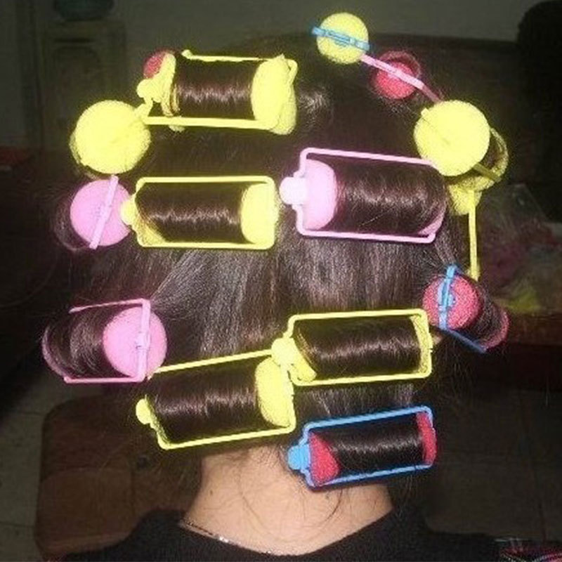 6-14 Uds esponja mágica rulos de pelo de espuma estilo rizadores sin calor cojín salón DIY herramienta rizador de peluquero mujeres no daña el cabello 6 tamaños