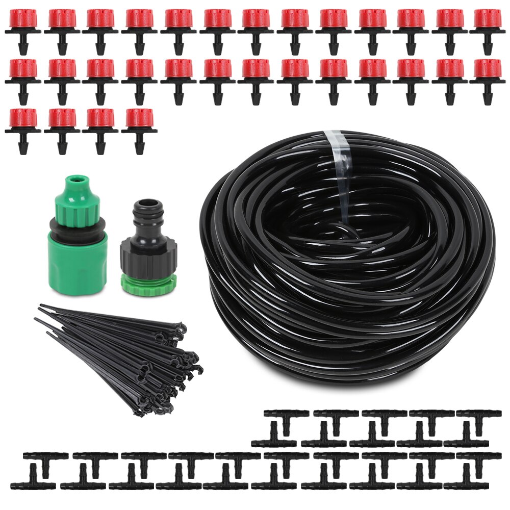 25M Garden DIY Automatic Watering Micro Drip Irrigation System Dripping Watering Kit With 30 Adjustable Dripper 4/7 Inch Hose: Default Title