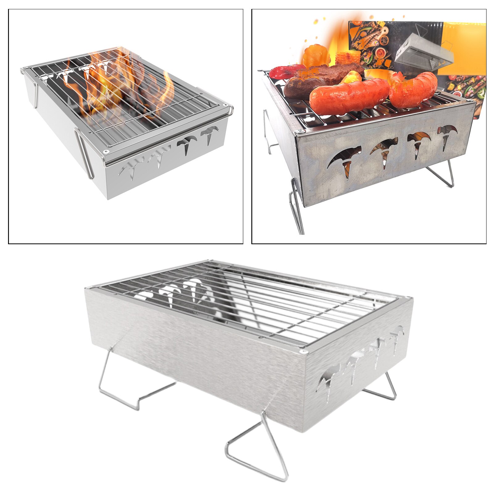 Draagbare Mini Bbq Houtskool Grill Vouwen Rvs Grill Voor Camping Outdoor Barbecue Roker Grill Outdoor Houtskool Grill