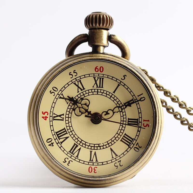35 x 35mm gele roma zakhorloge ketting vintage bronzen hanger dameshorloge met ketting  cf1094