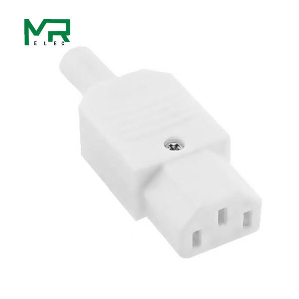 Conector de enchufe de Cable recto IEC 10A 250V, conector de alimentación recargable C13 C14, toma de CA de 3 pines: female head   white