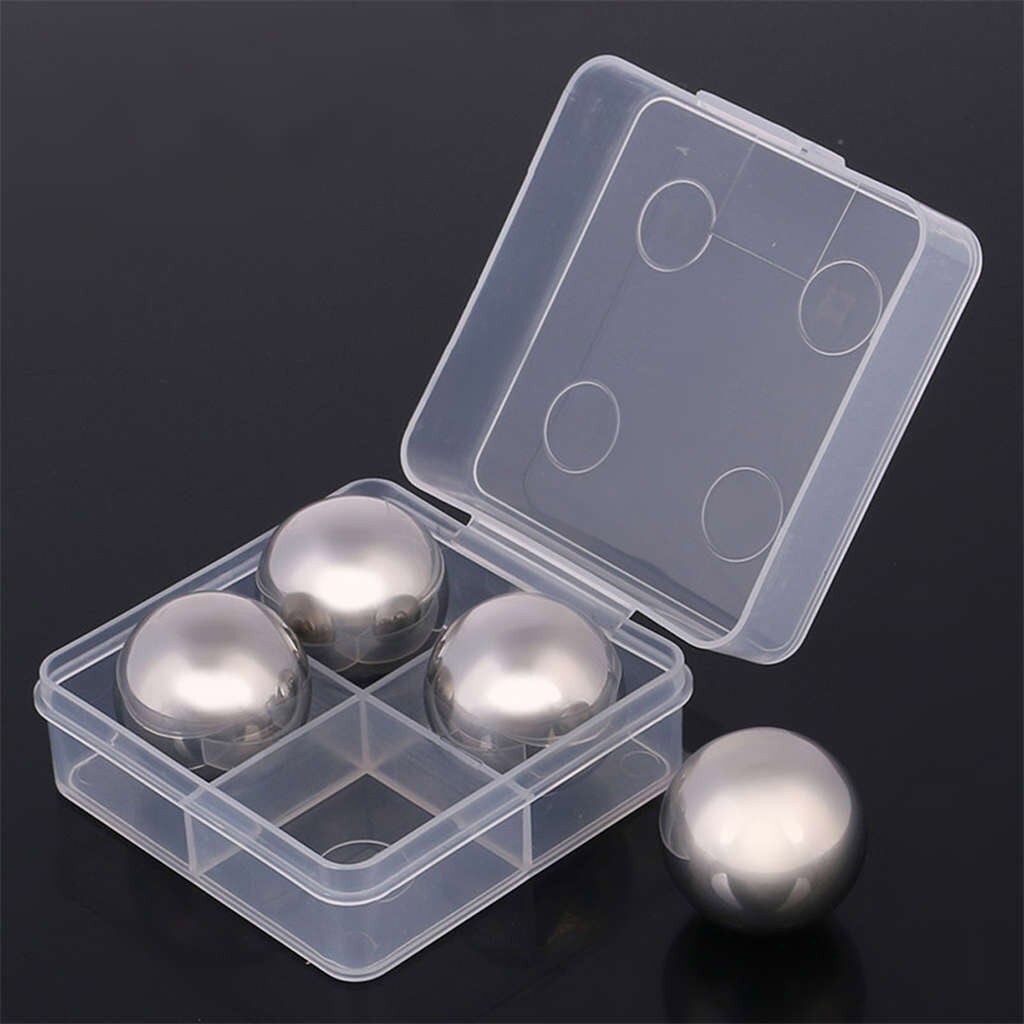 Round Stainless Steel Ice Cubes Reusable Wine Whiskey Beverage Metal Chilling Stones with Whisky Keep Cold Ice Tartar: 4PC 25mm