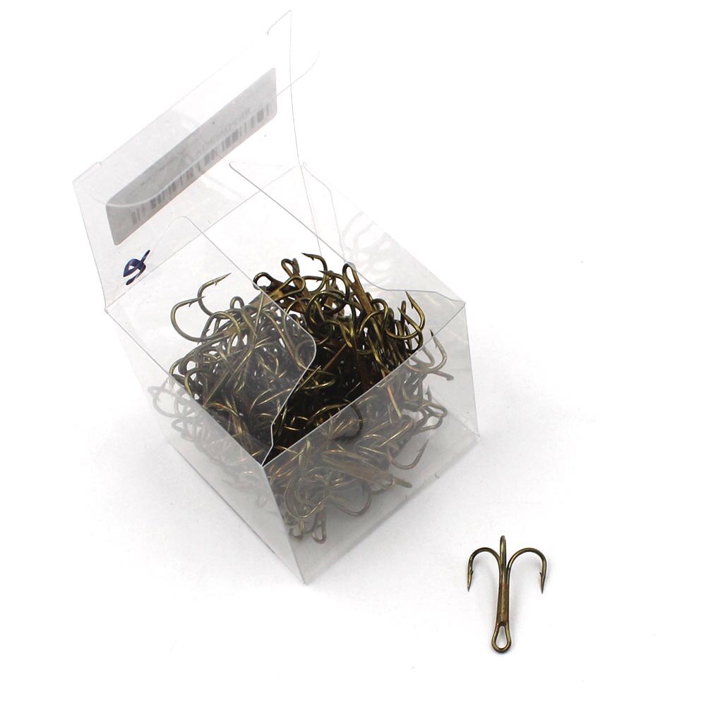 100 stuks/partij koolstofstalen drievoudige vishaak geslepen drievoudige vishaak 5 maat  #2 #4 #6 #8 #10 vishaak tackle drievoudige vishaken fishook: Bruin / 2