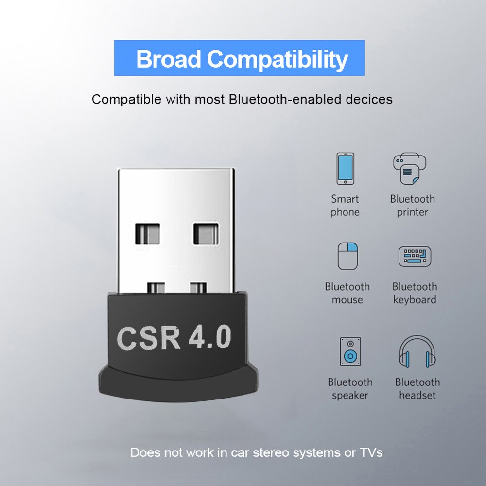 Kebidumei – Mini adaptateur USB Bluetooth 4.0, Dongle USB, son de musique, transmetteur récepteur, pour ordinateur PC