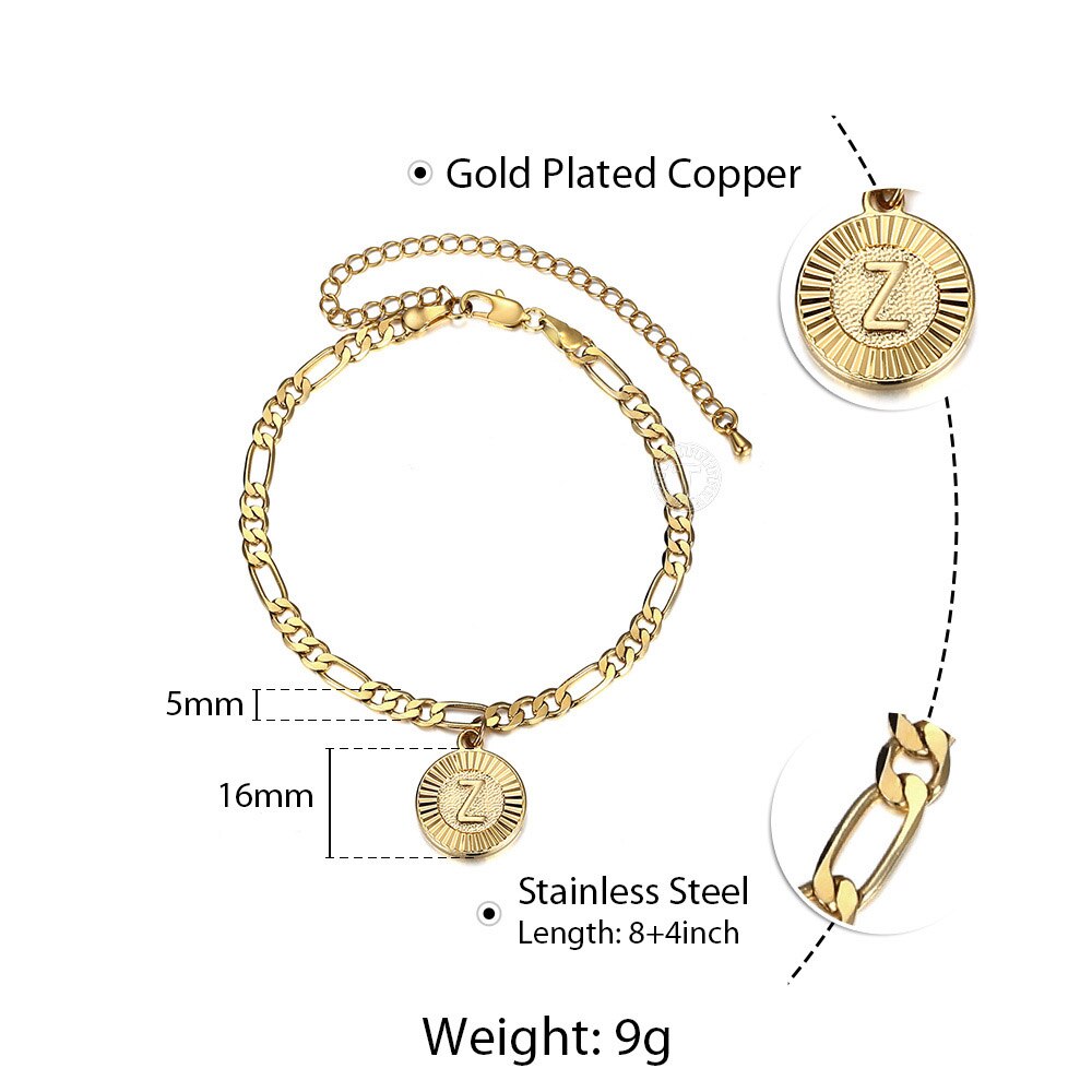 Beginletter Hanger Enkelband Rvs Figaro Chain Been Armbanden Vrouwen Meisjes Mode-sieraden Uit De Vs KA11