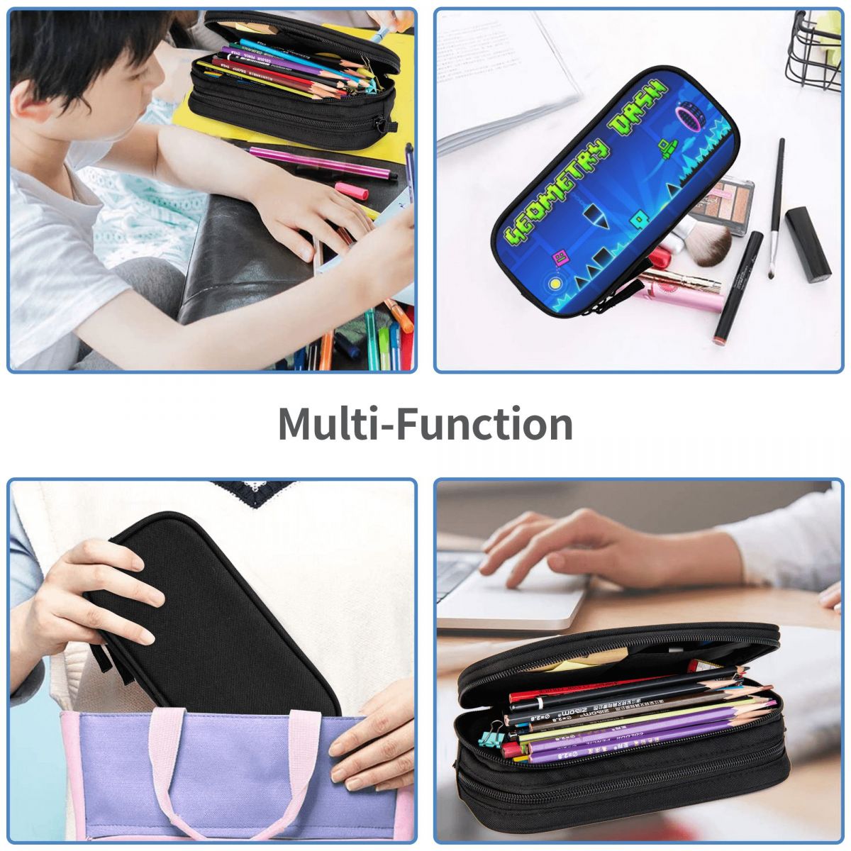 Geometry Dash etui dubbellaags grote capaciteit voor school etui perfecte