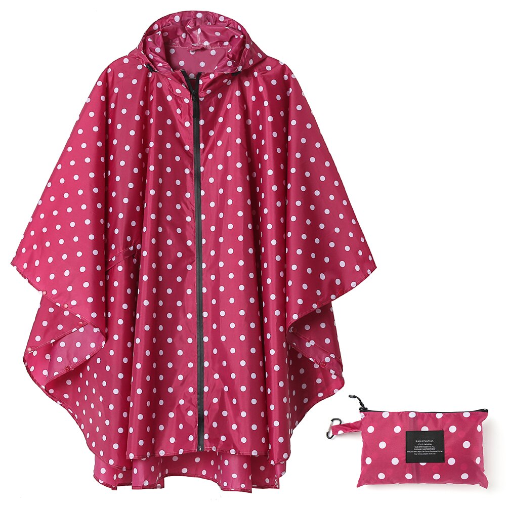 Hupullinen sadetakki poncho vedenpitävä aikuisille miehille naisille taskuilla: Tumma pinkki