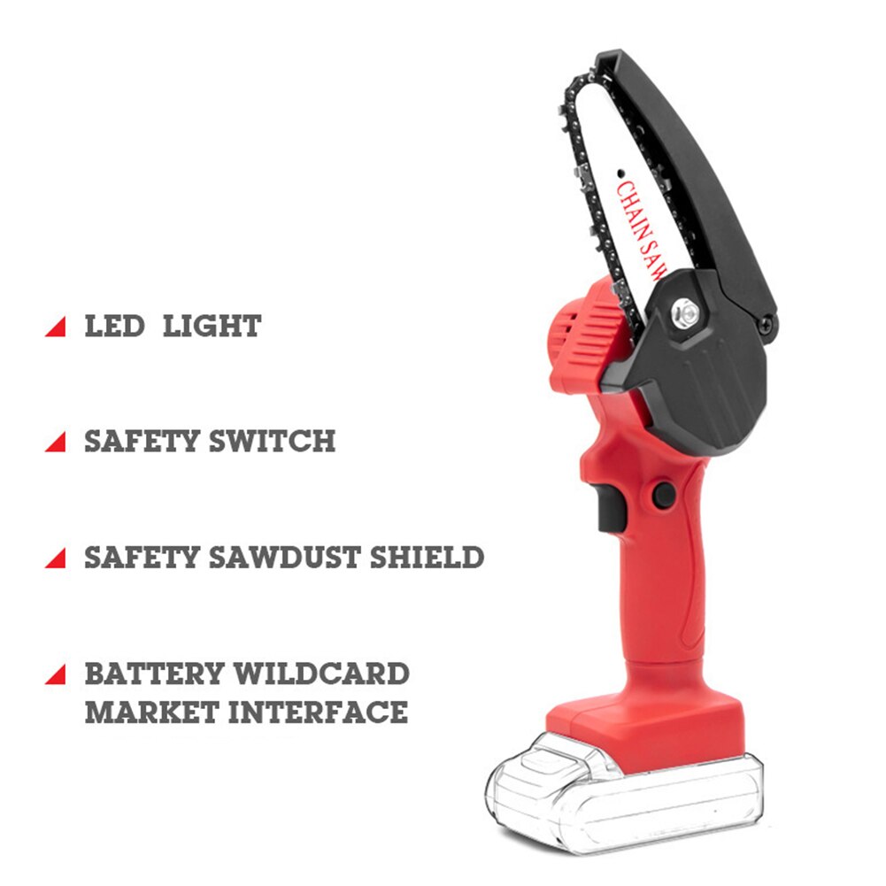 Lithium Battery Mini Electric Chainsaw Wood Cutter Lithium Pruning Chainsaw Bracket Easily Carrying Lightweight Gadgets