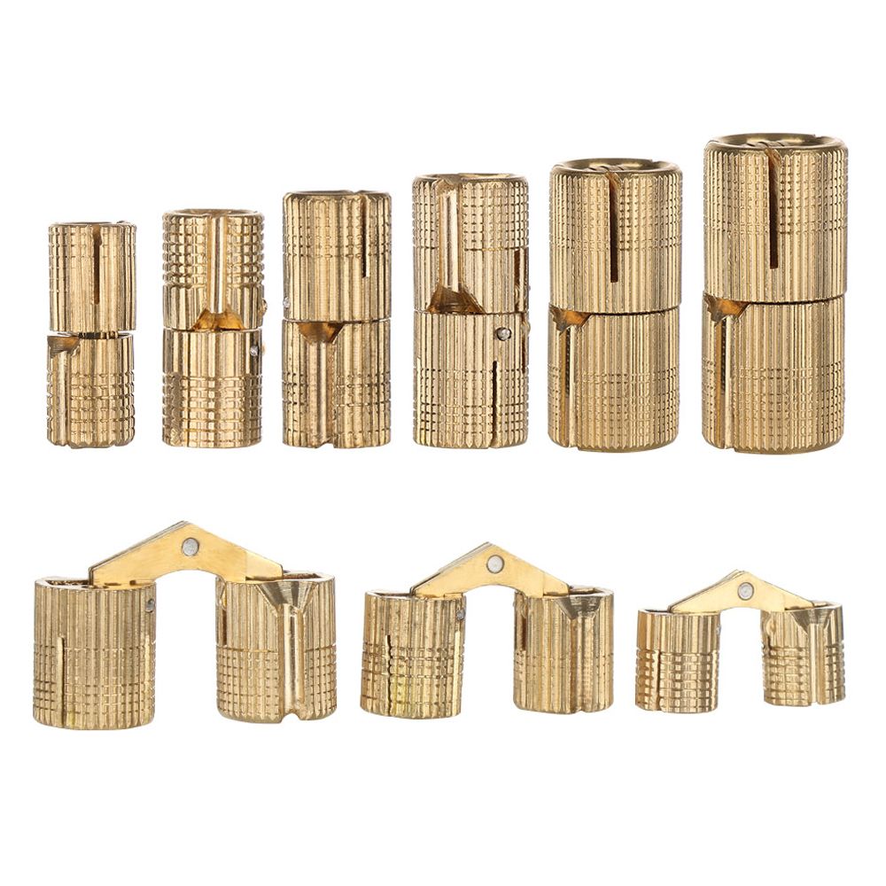 Charnières de meubles en laiton, armoire cachée cylindrique, charnières invisibles pour boîte de quincaillerie, 8-18mm, 8mm, 10mm, 12mm, 14mm, 16mm, 18mm