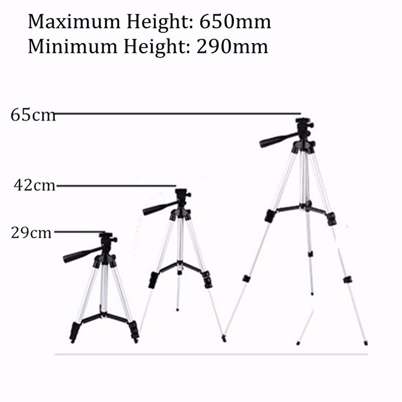 Universal Mobile Phone Tripod + Holder 35-103cm Portable Tripod 4 Sections For Telescopic Camera Tripod Stand For iPhone 8 X: 290-650mm