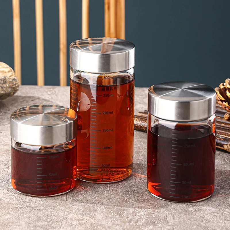 1Pcs High Borosilicate Glass Bottle Leak-proof Bottle Brewing Wine Bottle with Scale Coffee Cup Household Travel Fluid Container