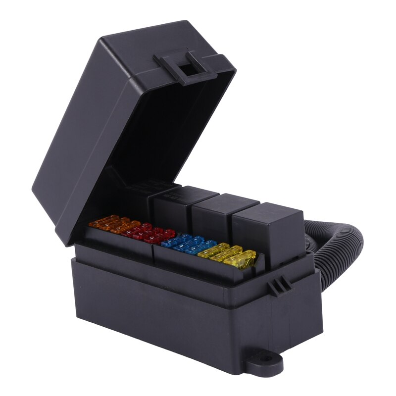 12 Way Blade Fuse-Holder Box with Spade Terminals and Fuse-4PCS 5pin 12V 40A Relays with Wiring for Car Truck Trailer