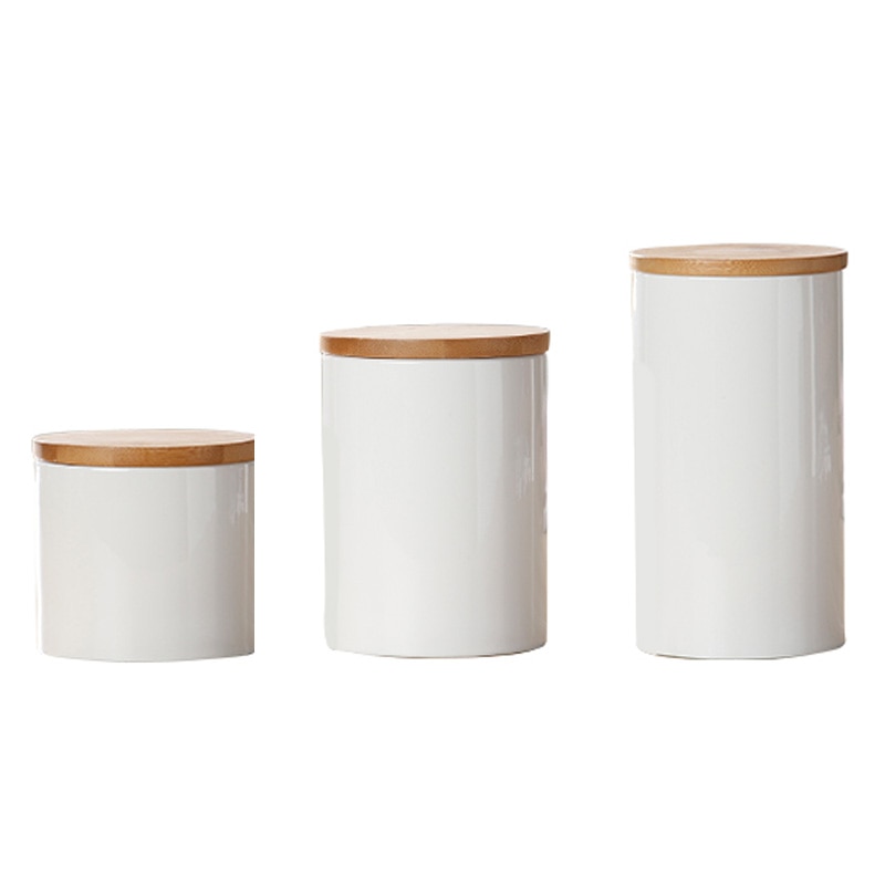 Boîte de rangement en céramique couvercle en bambou à épices, pot à café, conteneur de céréales, noix, réservoir organisateur de cuisine, outils, fourniture pour la maison