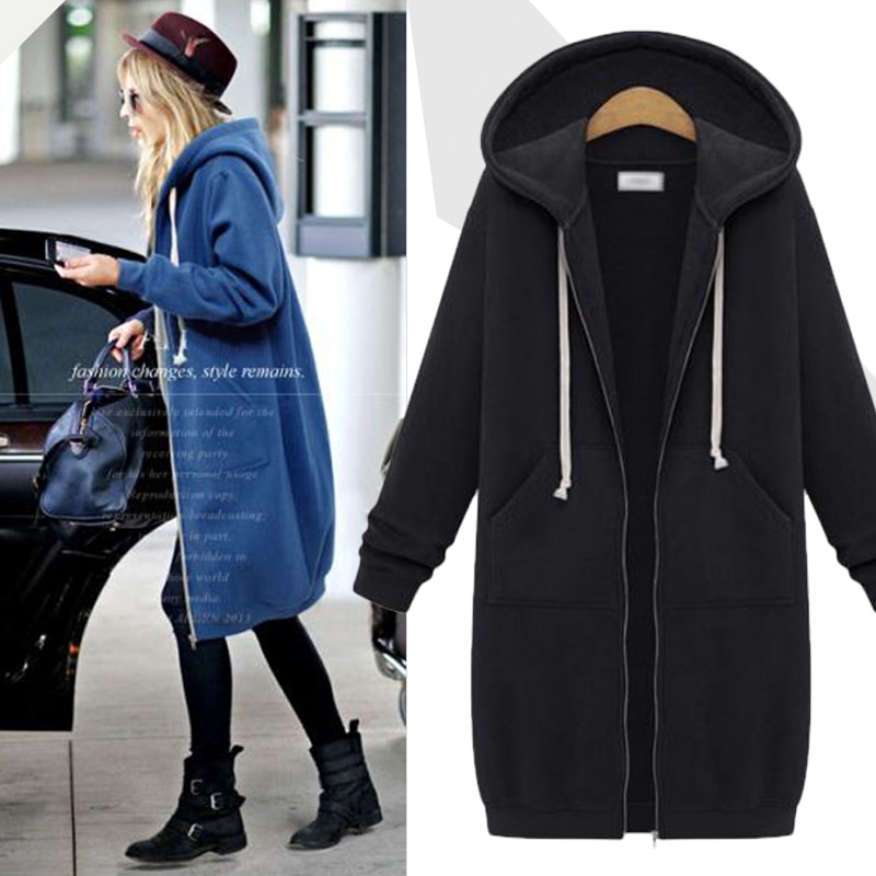 Plus size 5xl dames jas lange jas herfst casual winter capuchon jas dames trui dames vest rits jassen windjack