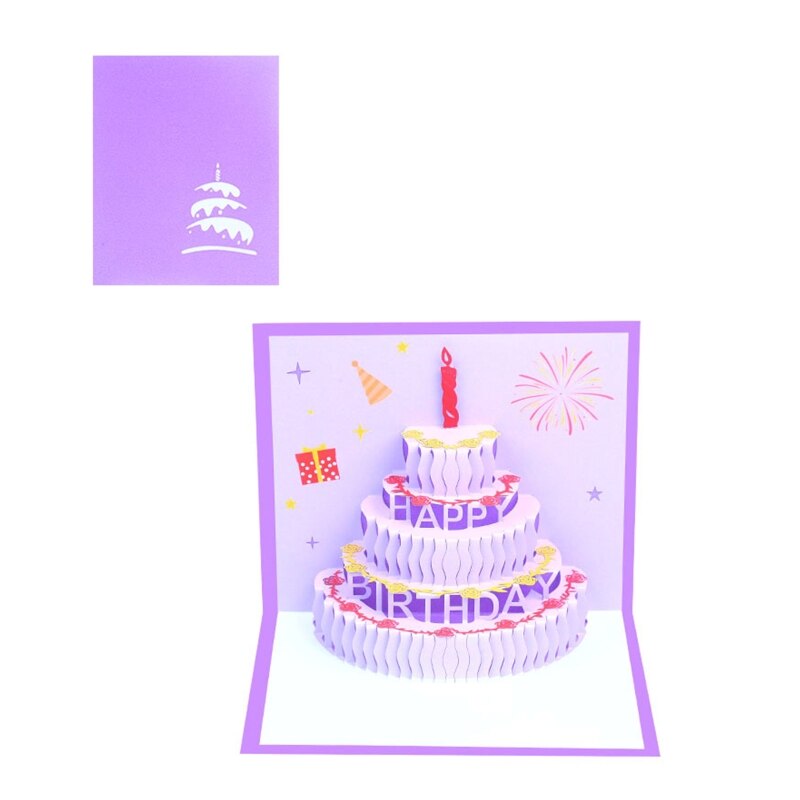 517E Happy Birthday Cake 3D Pop Up Greeting Cards with Envelope for Wife Girlfriend Mom Boy Girl Friend Family Teacher